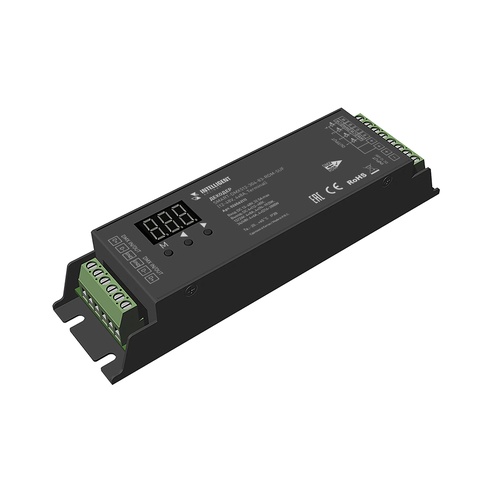 INTELLIGENT ARLIGHT Декодер SMART-DMX512-304-83-RDM-SUF Black (12-48V, 4x8A, Terminal) (IARL, IP20 Металл, 5 лет)
