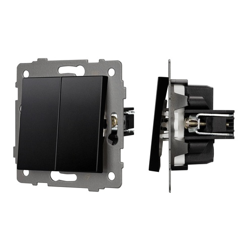 Механизм выключателя двухклавишный непроходной SWT-MK02-PL-BK-V (250V, 10A) (Arlight, -)