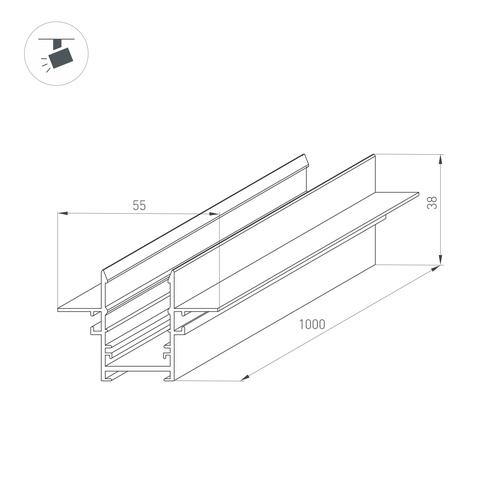 Трек встраиваемый MAG-TRACK-2538-FDW-1000 (BK, 5LN) (Arlight, IP20 Металл, 3 года)
