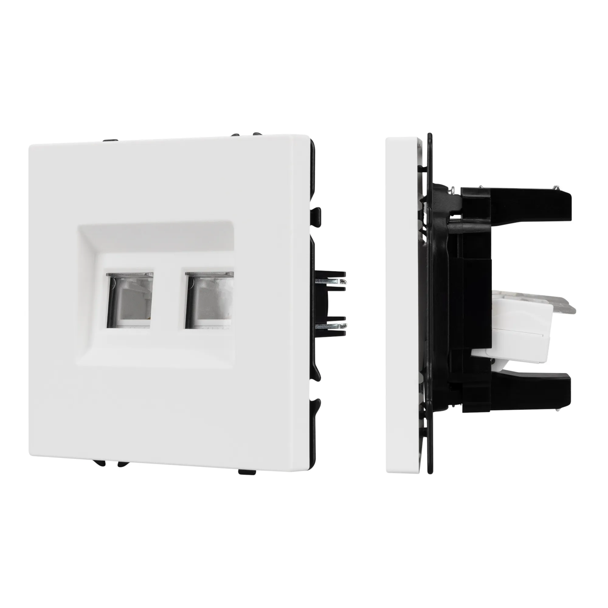 Механизм сдвоенной телефонной розетки SCT-NOBE-MTL2-SFPL-WH (RJ-11, 4C) (Arlight, Белый кварц)
