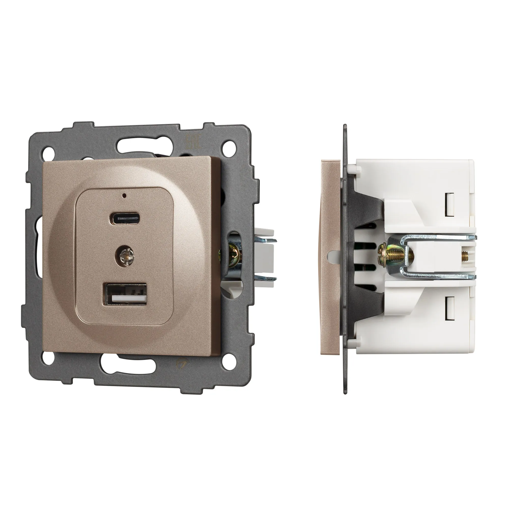 Механизм USB розетки SCT-MUAC-PL-GD-V (5V, 3A, QC4) (Arlight, -) - изображение товара