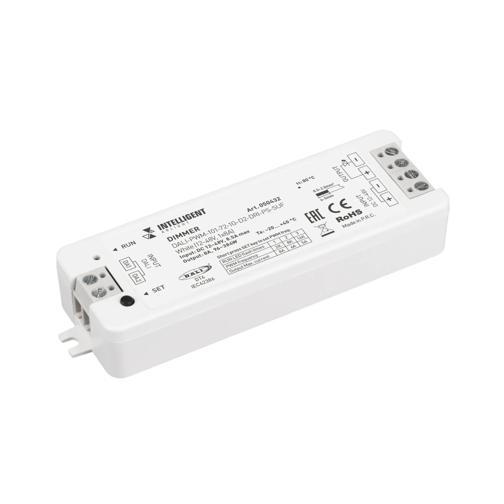 INTELLIGENT ARLIGHT Диммер DALI-PWM-101-72-1G-D2-DRI-PS-SUF White (12-48V, 1x8A) (IARL, IP20 Пластик, 5 лет) - изображение товара